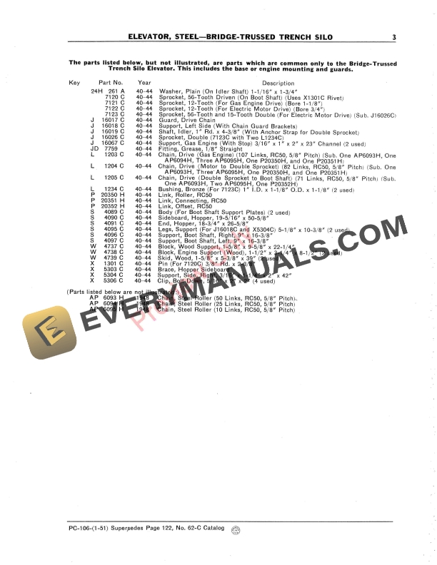 John Deere Steel Elevator Bridge Trussed Trench Silo Parts Catalog PC106 01JAN51 5