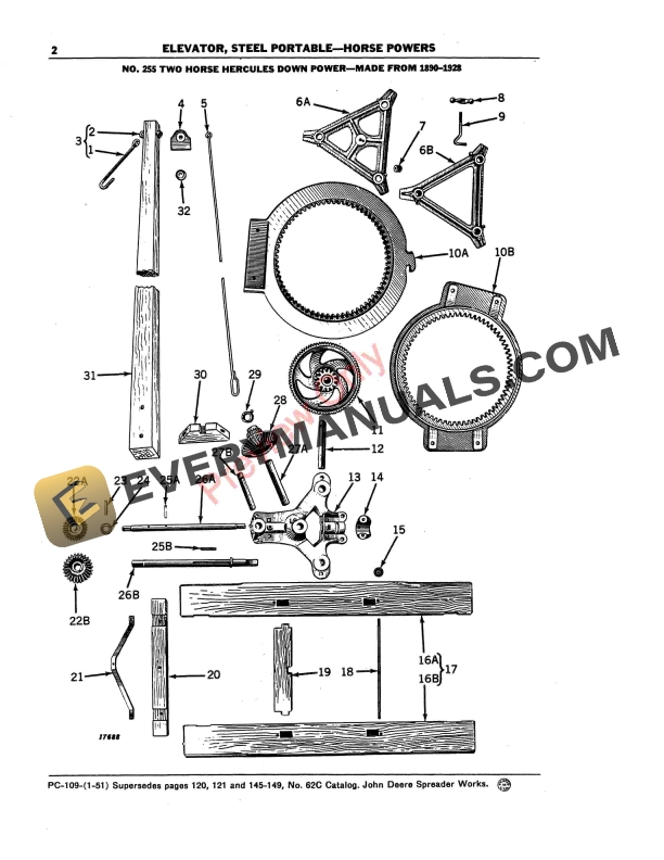 John Deere Steel Portable Elevator Horse Powers Parts Catalog PC109 01JAN51 4