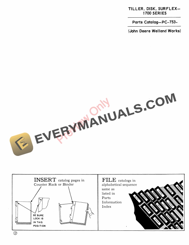 John Deere Surflex Disk Tiller – 1700 Series Parts Catalog PC753 01AUG62-1