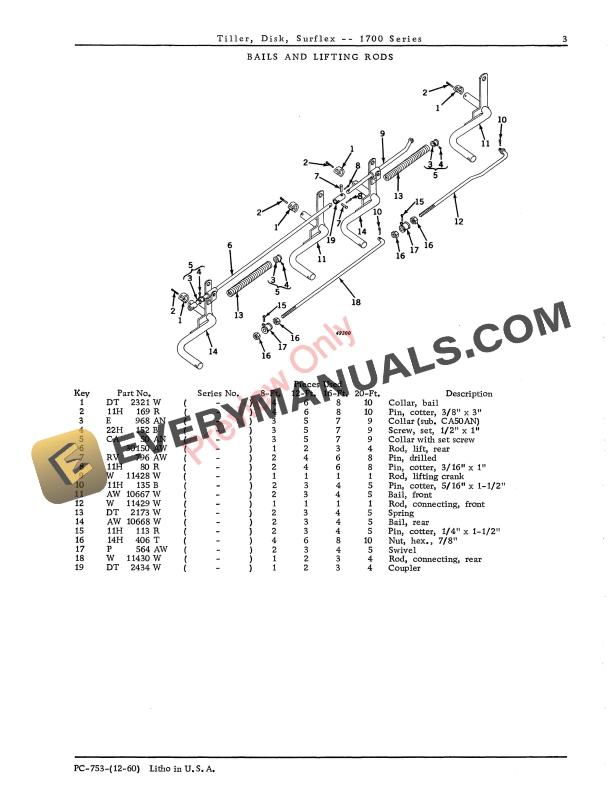 John Deere Surflex Disk Tiller – 1700 Series Parts Catalog PC753 01AUG62-5