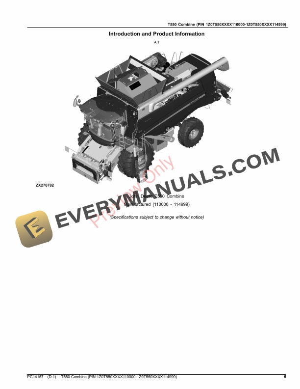 John Deere T550 Combine (PIN 1Z0T550XXXX110000-1Z0T550XXXX114999) Parts Catalog PC14157 26NOV23 6 John Deere T550 Combine (PIN 1Z0T550XXXX110000-1Z0T550XXXX114999) Parts Catalog PC14157 26NOV23-5
