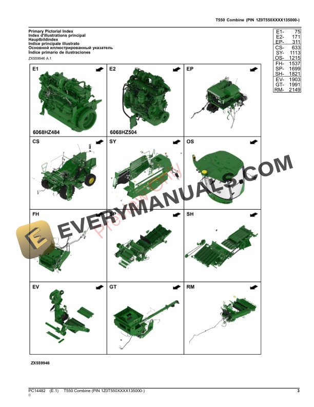 John Deere T550 Combine (PIN 1Z0T550XXXX135000-) Parts Catalog PC14482 09NOV23-3