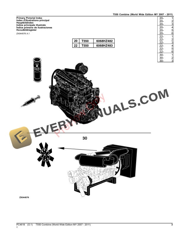 John Deere T550 Combine Parts Catalog PC4618 19NOV23-3