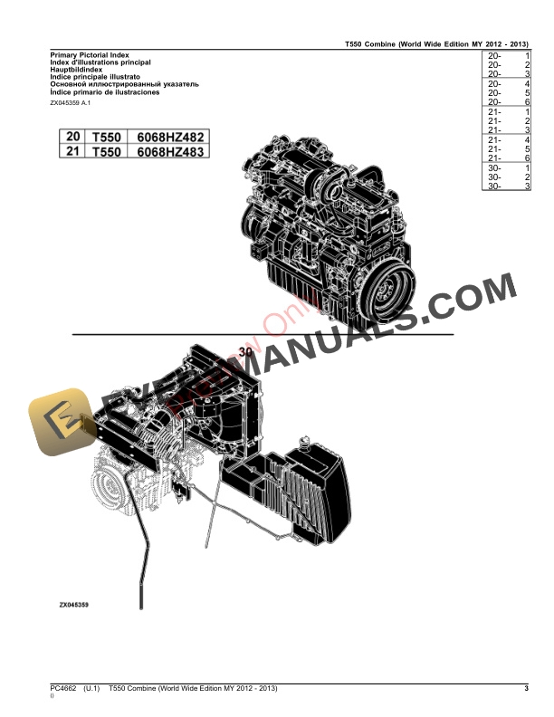 John Deere T550 Combine Parts Catalog PC4662 19NOV23-3