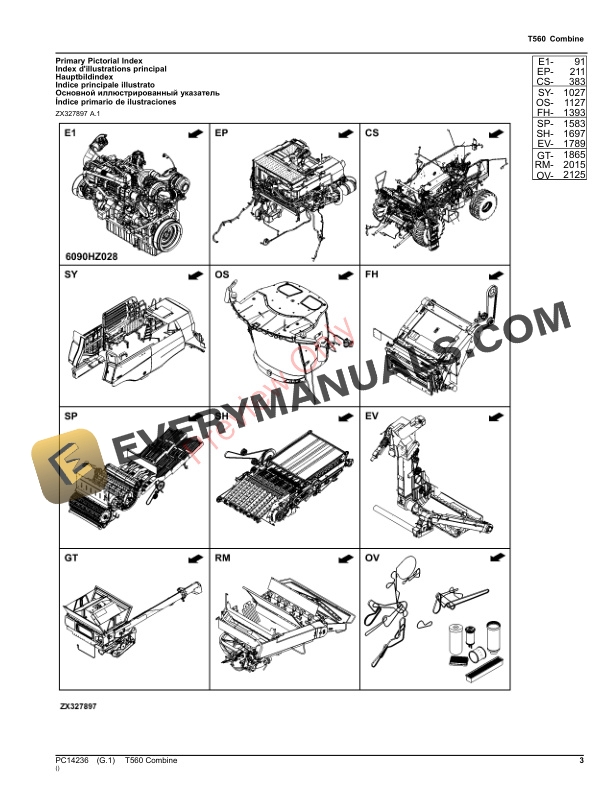 John Deere T560 Combine (PIN 1Z0T560XXXX115000-1Z0T560XXXX119999) Parts Catalog PC14236 05APR22-3