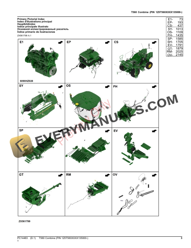 John Deere T560 Combine (PIN 1Z0T560XXXX135000-) Parts Catalog PC14483 05NOV23-3