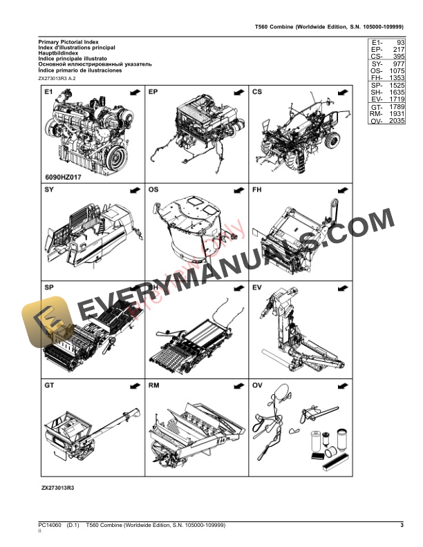 John Deere T560 Combine Parts Catalog PC14060 31MAY22-3