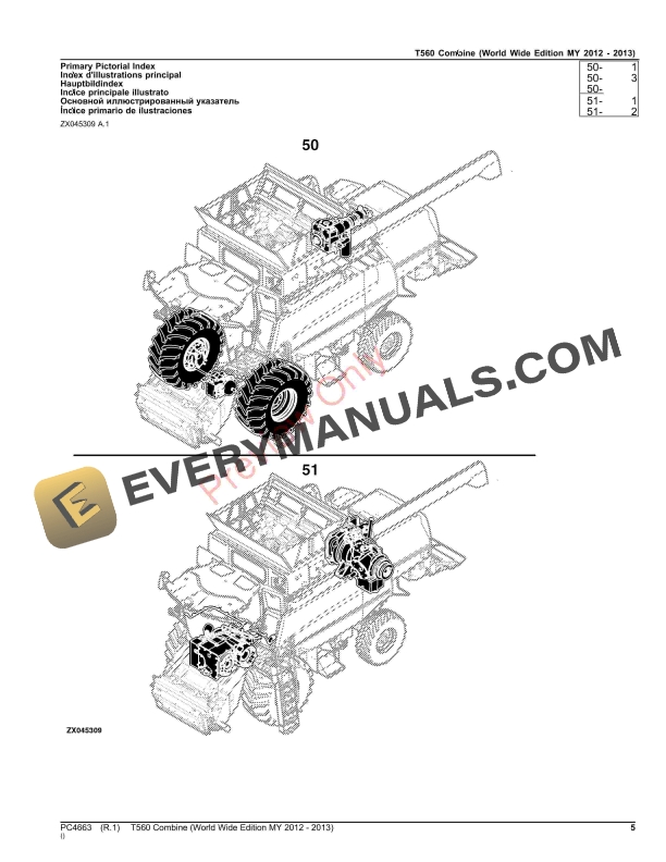 John Deere T560 Combine Parts Catalog PC4663 20AUG23-5