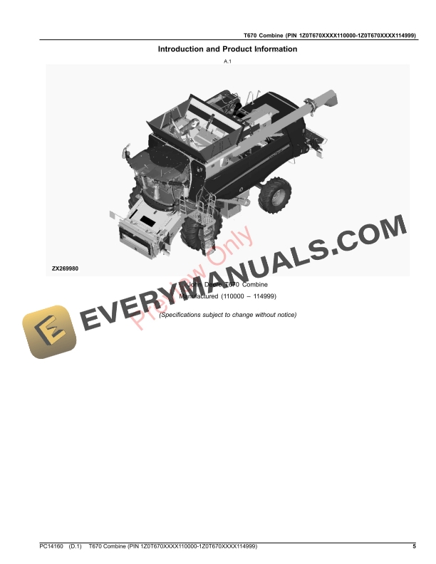 John Deere T670 Combine (PIN 1Z0T670XXXX110000-1Z0T670XXXX114999) Parts Catalog PC14160 09NOV23 6 John Deere T670 Combine (PIN 1Z0T670XXXX110000-1Z0T670XXXX114999) Parts Catalog PC14160 09NOV23-5