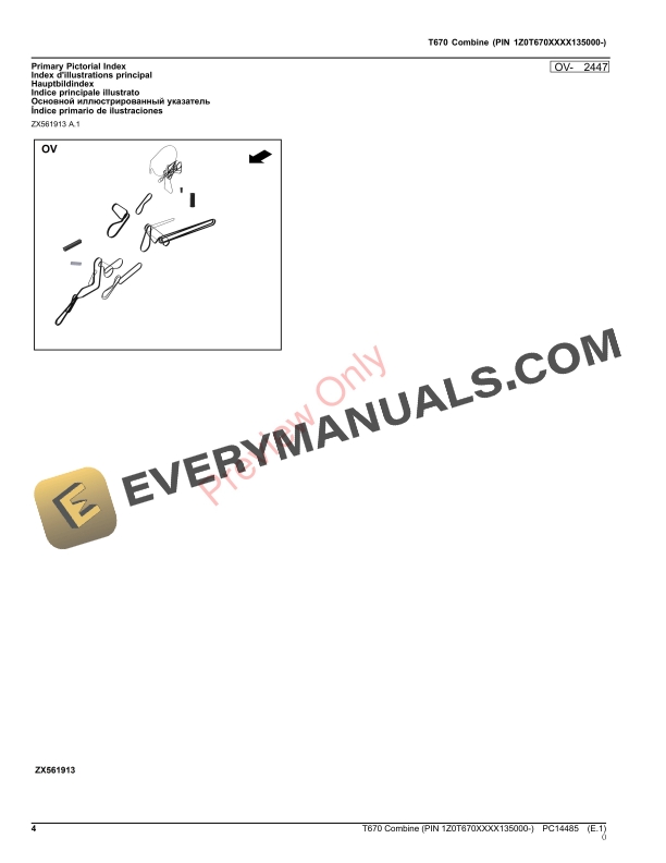 John Deere T670 Combine (PIN 1Z0T670XXXX135000-) Parts Catalog PC14485 09NOV23-4