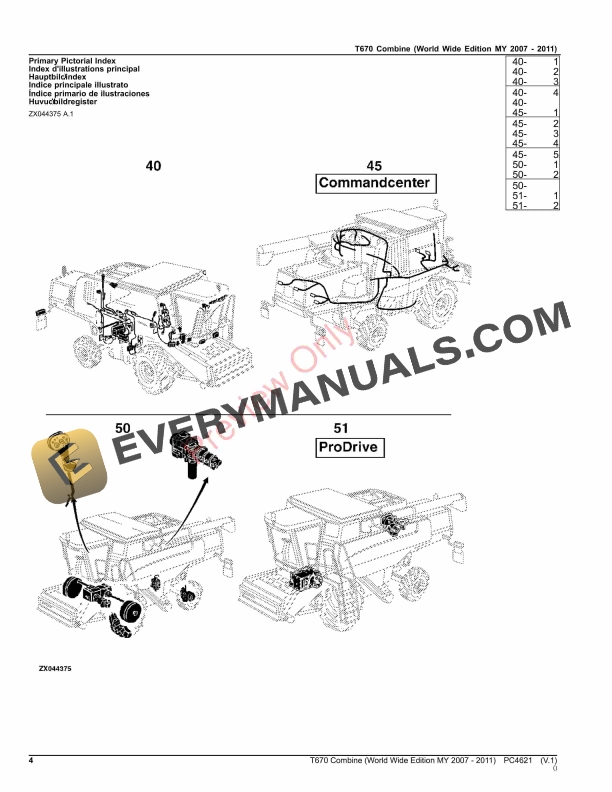 John Deere T670 Combine Parts Catalog PC4621 10SEP23-4