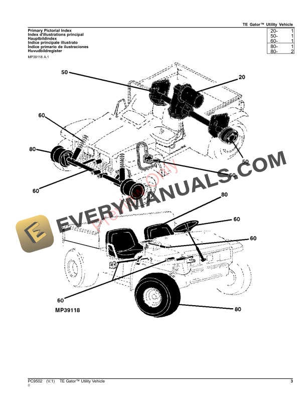 John Deere TE Gator Utility Vehicle Parts Catalog PC9502 20FEB23-3