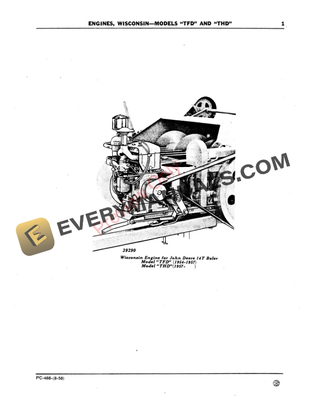 John Deere TFD and THD Wisconsin Engines Parts Catalog PC488 01AUG58-3