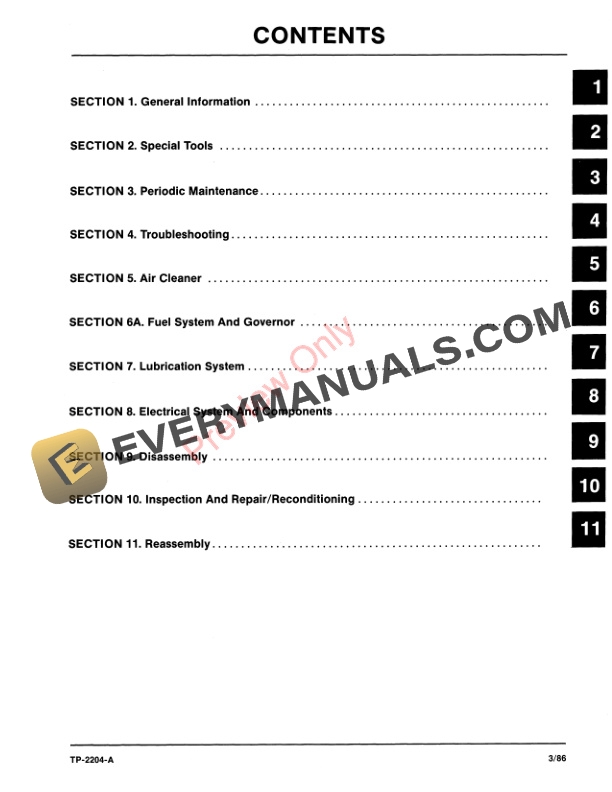 John Deere TP 2204 A Twin Cylinder Engine Technical Manual TM1556 01JAN92 3