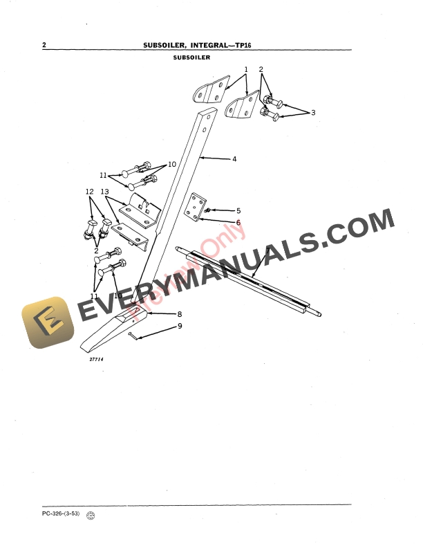 John Deere TP16 Integral Subsoiler Parts Catalog PC326 01MAR53-4