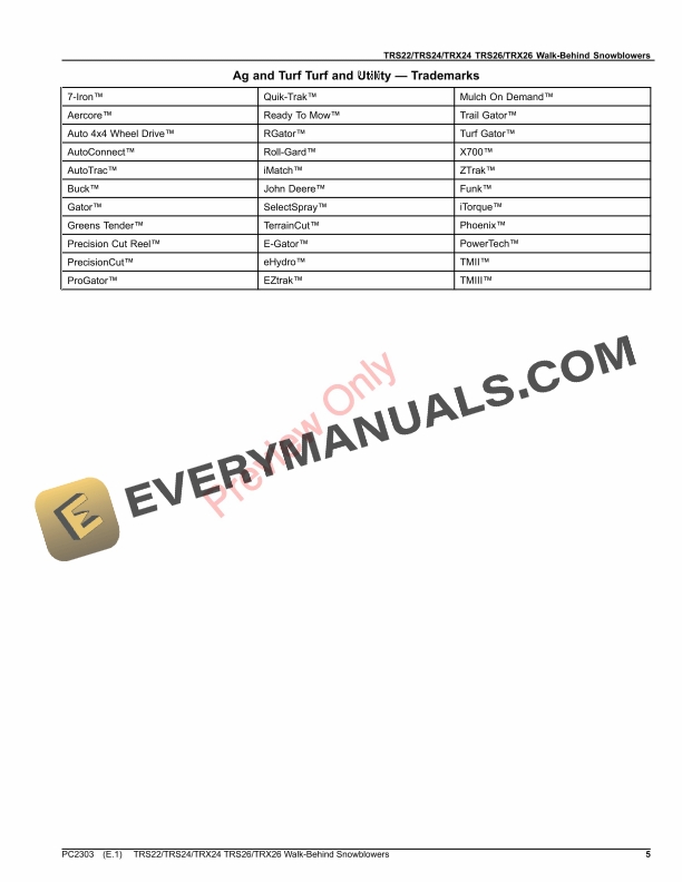 John Deere TRS22, TRS24, TRX24, TRS26 AND TRX26 WALK Parts Catalog PC2303 11JUL23-5