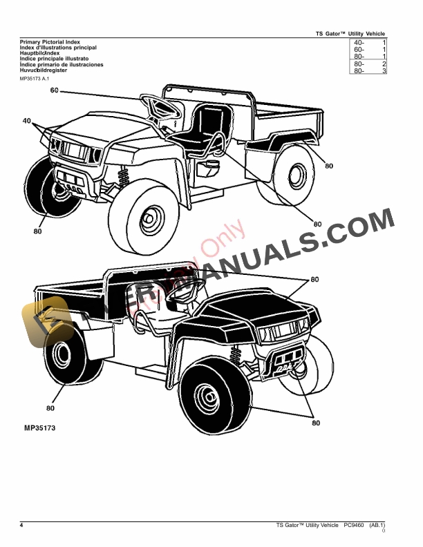 John Deere TS Gator Utility Vehicle Parts Catalog PC9460 17AUG23-4