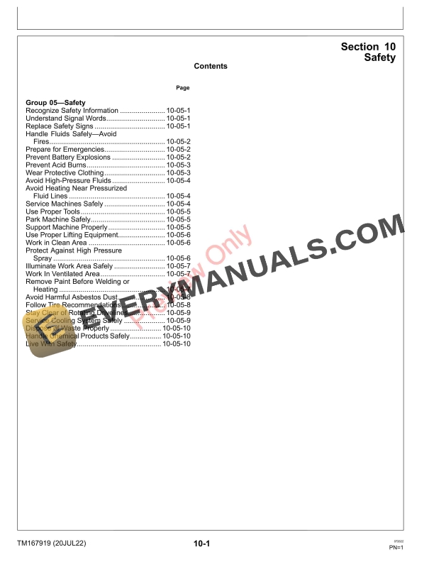 John Deere TS TH 6X4 Gas TH 6X4 and SAV Diesel Gator Utility Vehicles 160001 Technical Manual TM167919 20JUL22 5