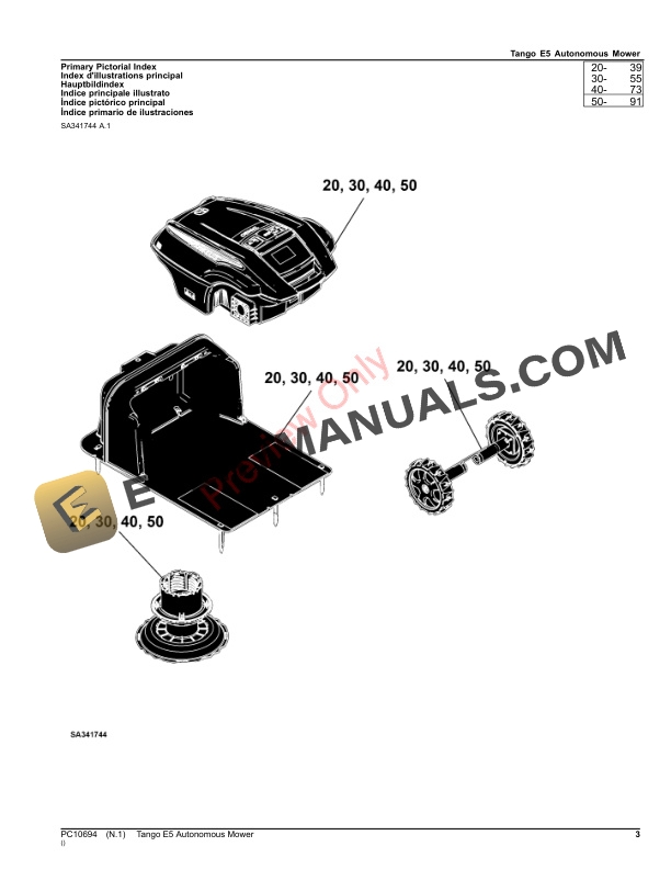 John Deere Tango E5 Autonomous Mower Parts Catalog PC10694 21MAY21 3
