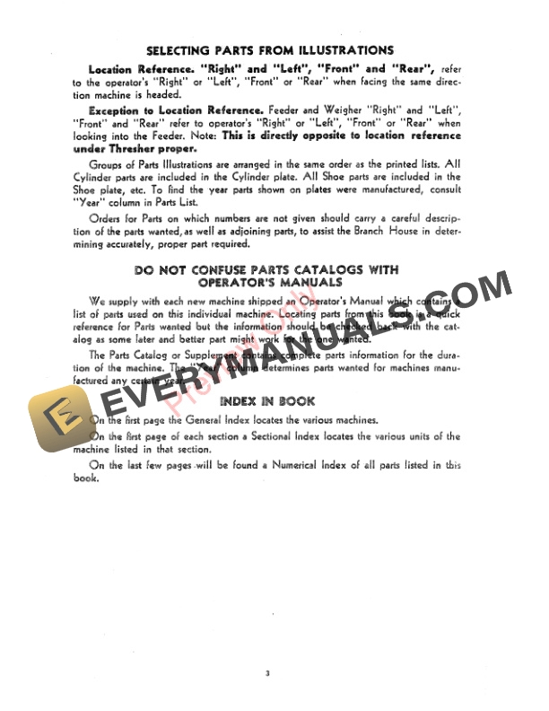 John Deere Threshers and Attachments Parts Catalog PC62H 01MAY47-3