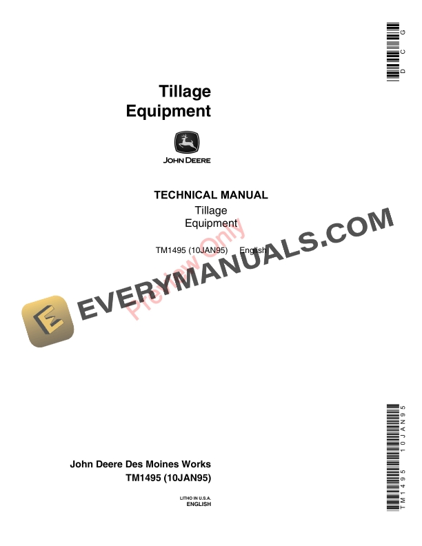 John Deere Tillage Equipment Technical Manual TM1495 10JAN95-1