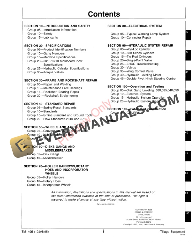 John Deere Tillage Equipment Technical Manual TM1495 10JAN95 3