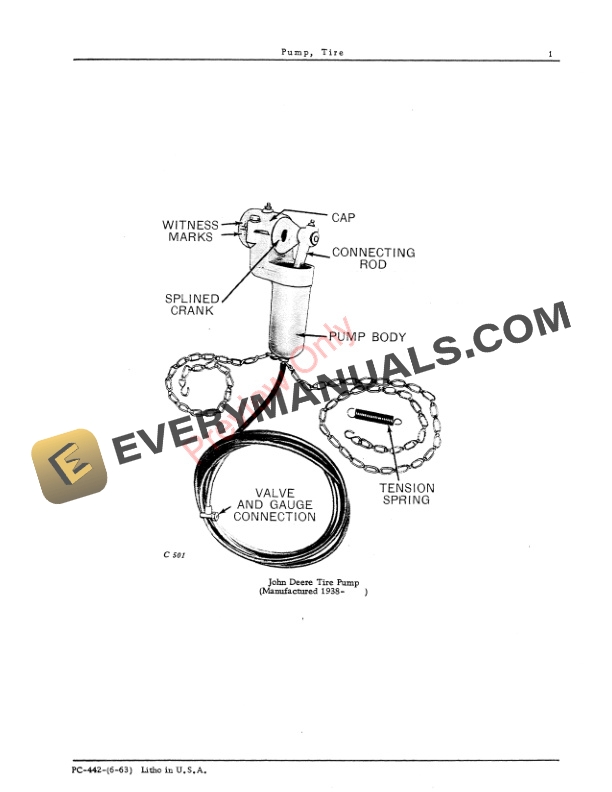 John Deere Tire Pump Parts Catalog PC442 01JUN63-3