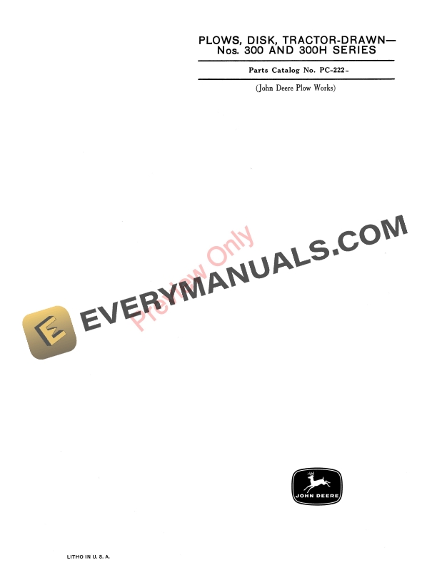 John Deere Tractor-Drawn Disk Plows – Nos. 300