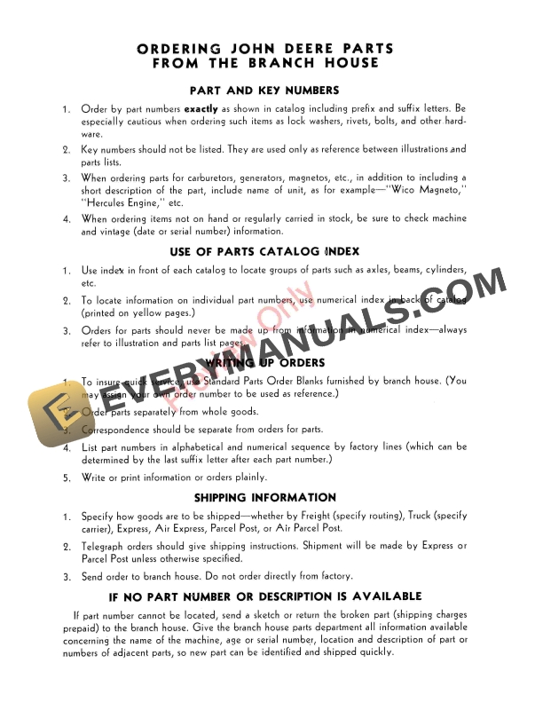 John Deere Tractor-Drawn Disk Plows - Nos. 300, 300H Series Parts Catalog PC222 01DEC57 5 John Deere Tractor-Drawn Disk Plows – Nos. 300, 300H Series Parts Catalog PC222 01DEC57-4