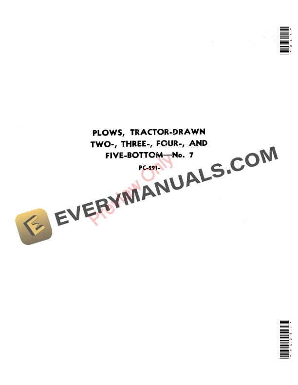 John Deere Tractor-Drawn Plows – No. 7 Parts Catalog PC291 01NOV52-1