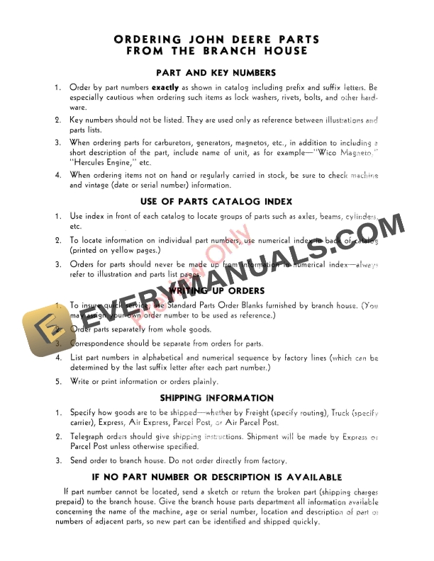 John Deere Transplanter Plantrol TZ-100, TZ-200 Parts Catalog PC344 01APR56 5 John Deere Transplanter Plantrol TZ-100, TZ-200 Parts Catalog PC344 01APR56-4