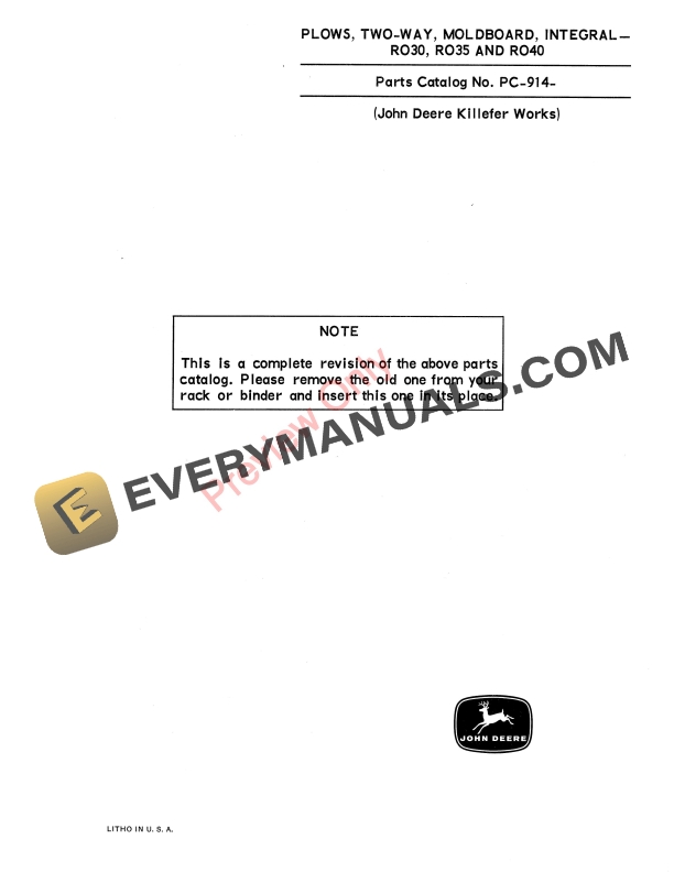 John Deere Two-Way Integral Moldboard Plows – RO30