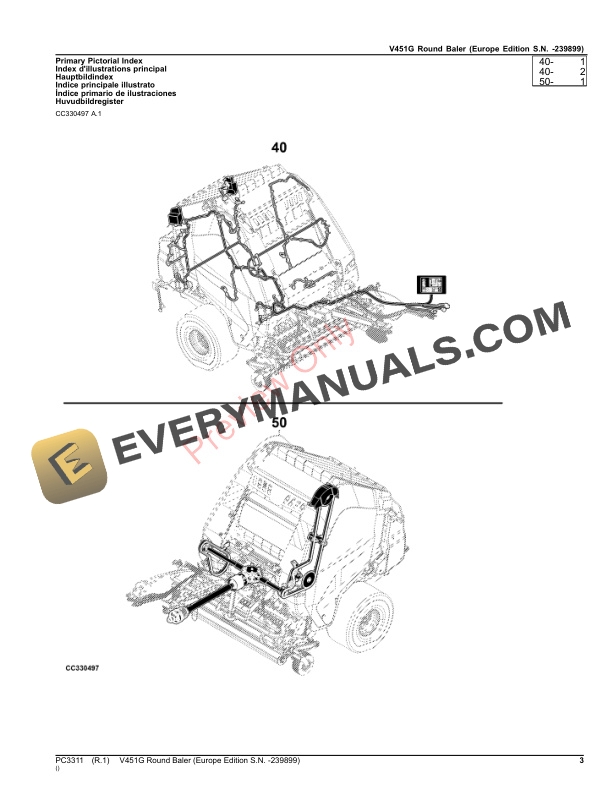 John Deere V451G Round Baler Parts Catalog PC3311 17OCT23-3