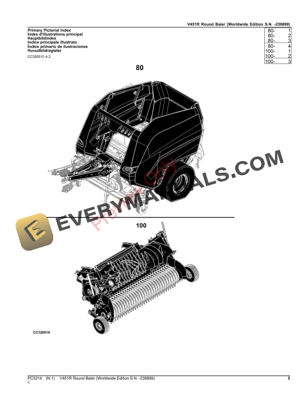 John Deere V451R Round Baler Parts Catalog PC3314 17OCT23-5