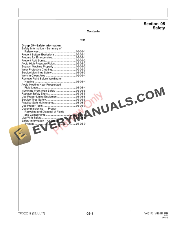 John Deere V451R and V461R Round Balers Technical Manual TM302019 28JUL17 5
