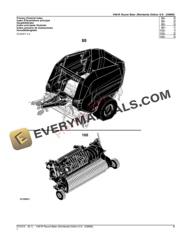 John Deere V461R Round Baler Parts Catalog PC3315 17OCT23 6 John Deere V461R Round Baler Parts Catalog PC3315 17OCT23-5