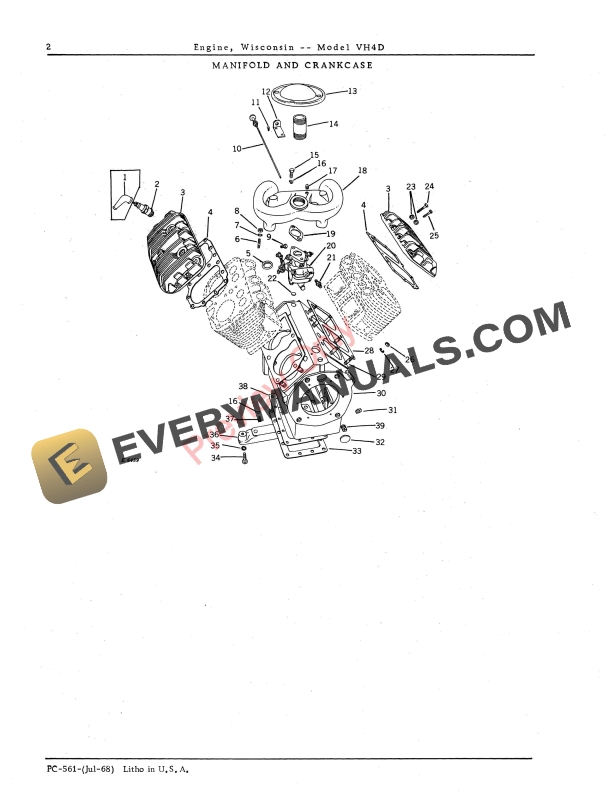 John Deere VH4D Wisconsin Engine Parts Catalog PC561 01JUL68-4