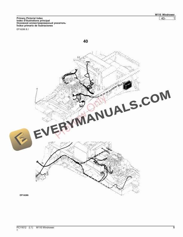 John Deere W110 Windrower Parts Catalog PC11612 03OCT23 5
