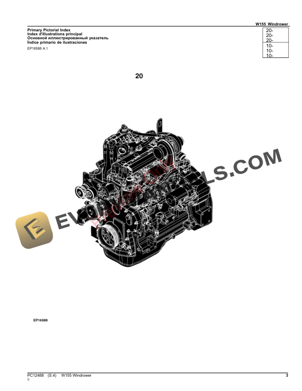 John Deere W155 Windrower Parts Catalog PC12488 12NOV23-3