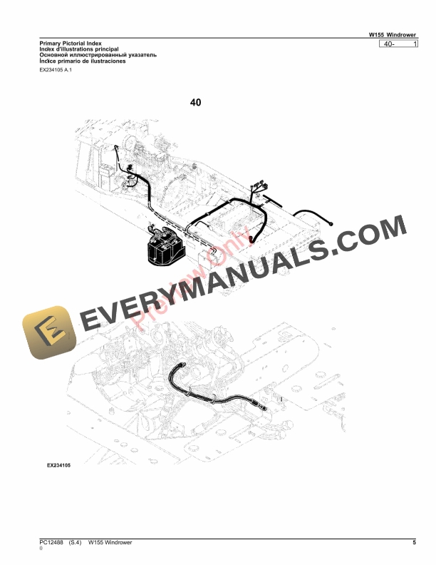 John Deere W155 Windrower Parts Catalog PC12488 12NOV23-5
