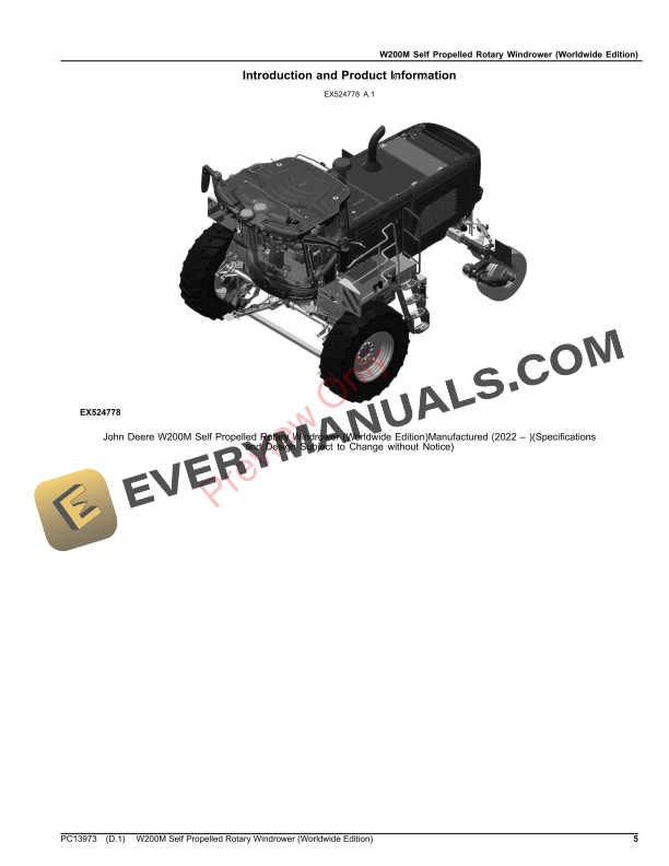 John Deere W200M Self Propelled Rotary Windrower Parts Catalog PC13973 16NOV23 6 John Deere W200M Self Propelled Rotary Windrower Parts Catalog PC13973 16NOV23-5