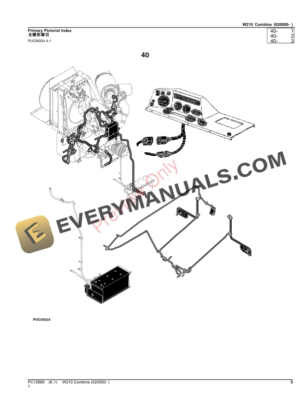 John Deere W210 Combine (020000- ) Parts Catalog PC12889 17OCT23-5