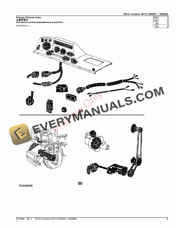 John Deere W210 Combine MY13 (000001 – 009999) Parts Catalog PC4496 19OCT23-5