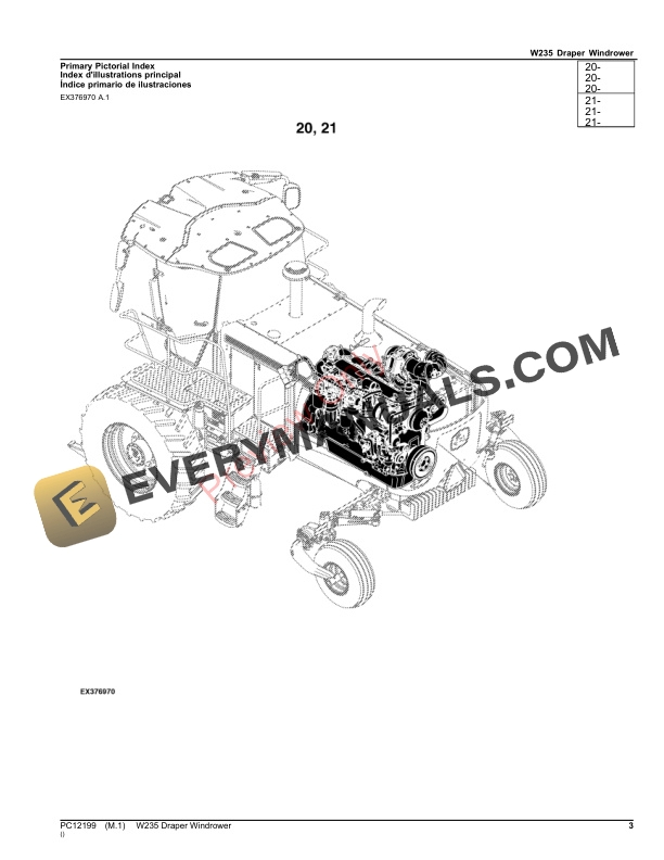 John Deere W235 Draper Windrower Parts Catalog PC12199 30SEP23-3