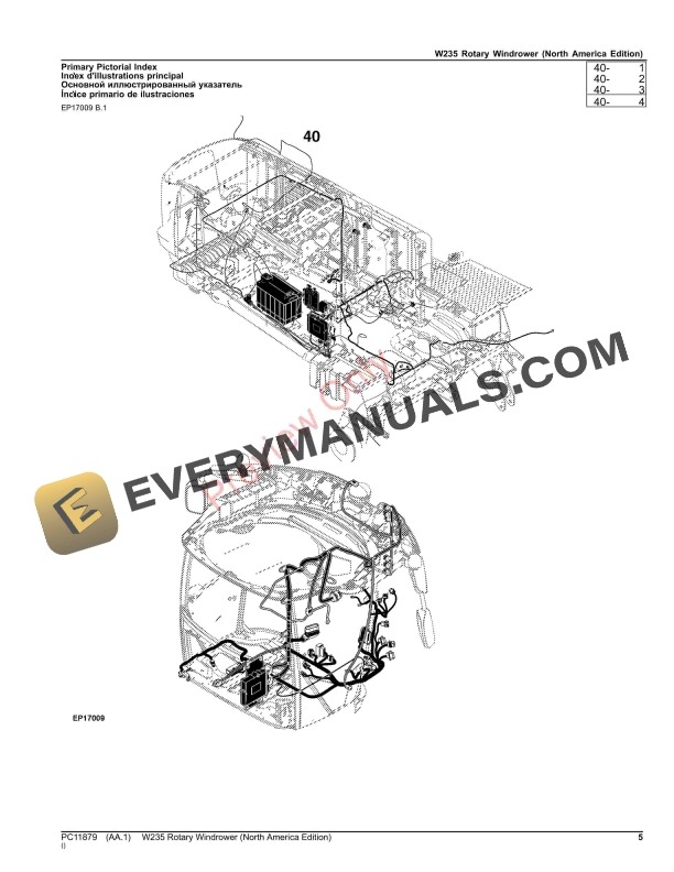 John Deere W235 Rotary Windrower Parts Catalog PC11879 19NOV23 5