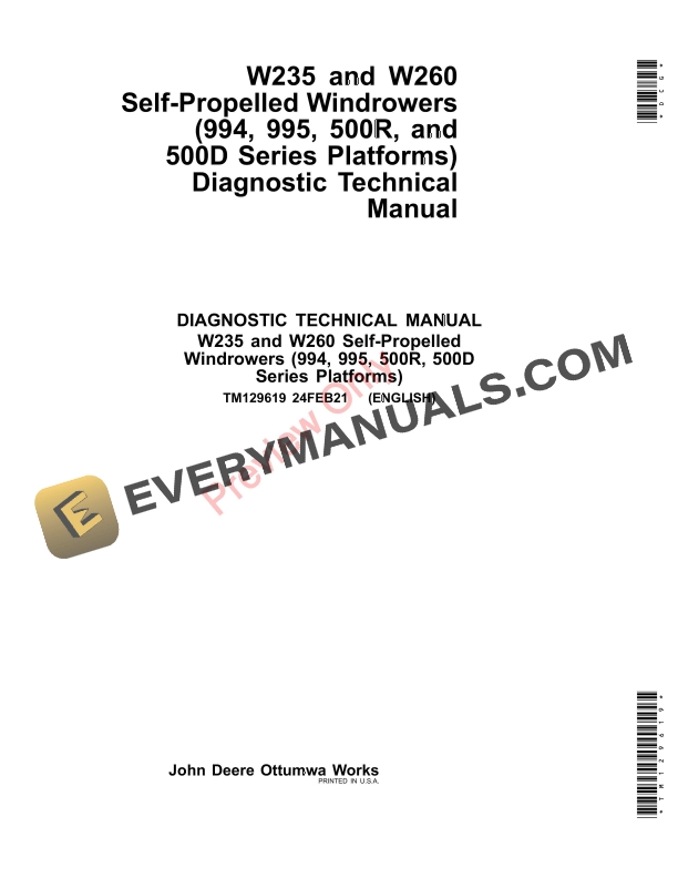 John Deere W235 and W260 Self-Propelled Windrowers (994