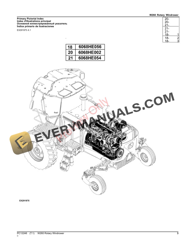 John Deere W260 Rotary Windrower Parts Catalog PC12246 16NOV23-3