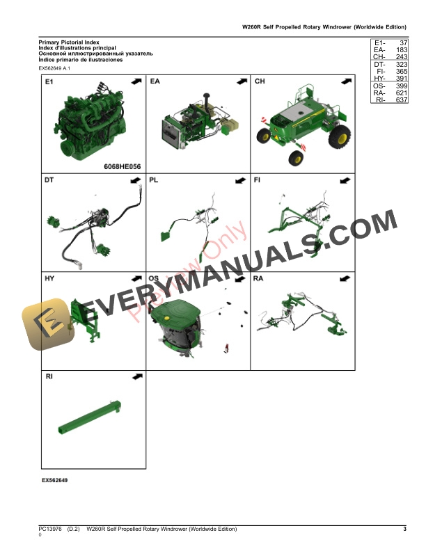 John Deere W260R Self Propelled Rotary Windrower Parts Catalog PC13976 06OCT23 4 John Deere W260R Self Propelled Rotary Windrower Parts Catalog PC13976 06OCT23-3