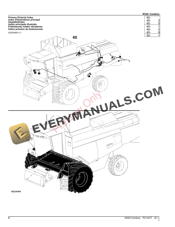 John Deere W330 Combine Parts Catalog PC13477 28MAY23-4