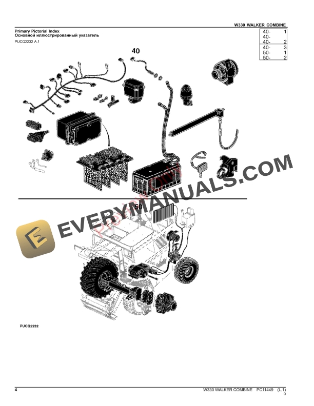 John Deere W330 WALKER COMBINE Parts Catalog PC11449 15OCT23 4